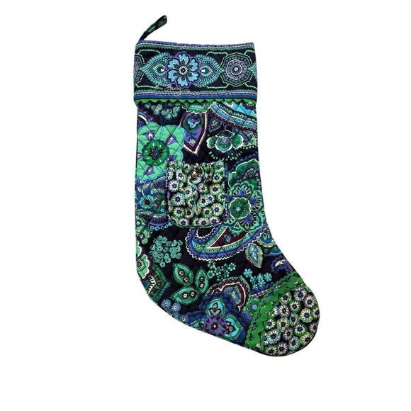Vera Bradley Blue Rhapsody Christmas Stocking 17” With Jingle Bell Pocket - Picture 2 of 5
